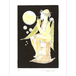 ABBA Claude - Lithographie originale rehaussée "L'ange" 35x25cm - 2015