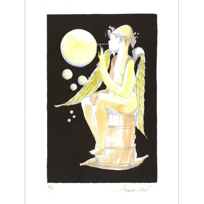 ABBA Claude - Lithographie originale rehaussée "L'ange" 35x25cm - 2015