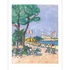 AIZPIRI Paul - Lithographie originale "Terrasse en bord de mer" 76x55cm