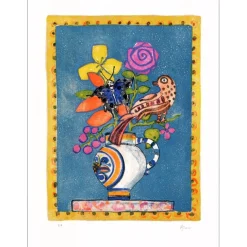 AIZPIRI Paul - Lithographie originale "Le bouquet de fleurs" 76x55cm