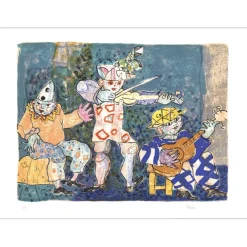 AIZPIRI Paul - Lithographie originale "Les musiciens au fond bleu" 56x76cm