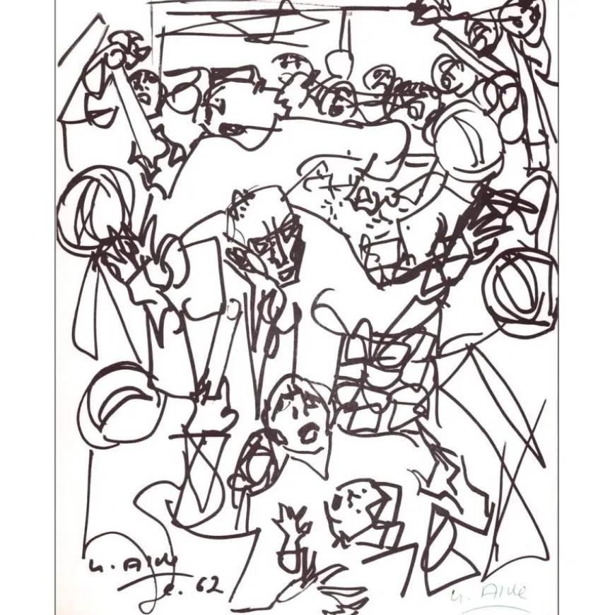 ALDE Yvette - Lithographie "Femme" 27x21cm - 1963 - Signée à l'encre