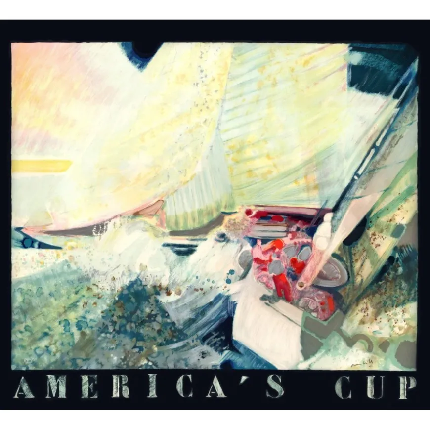 AMBILLE Paul - Lithographie originale "America's cup" 70x87cm