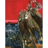 AMBILLE Paul - Lithographie originale "La Course rouge" 76x56 cm