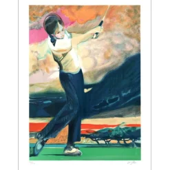 AMBILLE Paul - Lithographie originale "Golf, Swing" 60x45cm