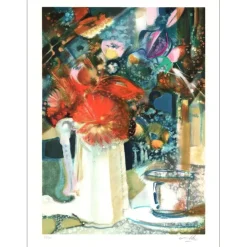 AMBILLE Paul - Lithographie originale "Tasse et bouquet" 62x45cm