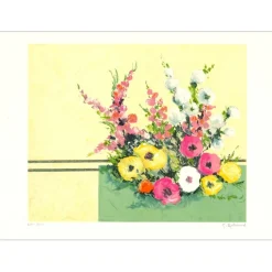 ARTAUD Gilbert - Lithographie originale "Bouquet de fleurs" 48x65cm