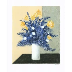 ARTAUD Gilbert - Lithographie originale "Bouquet bleu" 65x50cm