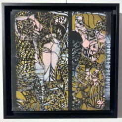 ARTISTE OUVRIER - Peinture sur toile "Judith & Snakes d'après Klimt" 30x30cm - 2021