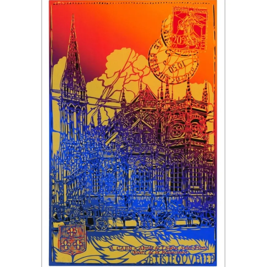 ARTISTE OUVRIER - Sérigraphie "Eglise Saint-Pierre de Caen - Été" 76x50cm - 2020