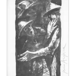 AUJAME jean - Lithographie "Personnages" 27x21cm - 1963 - Signée au crayon