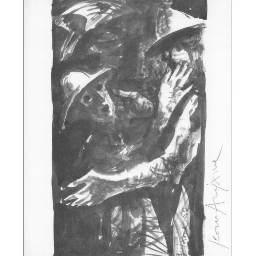 AUJAME jean - Lithographie "Personnages" 27x21cm - 1963 - Signée au crayon