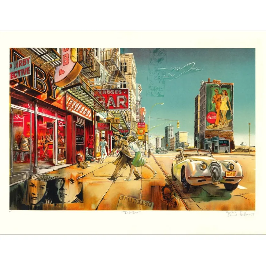 AUTHOUART Daniel - Lithographie originale "Détective" 63x86cm - 1988