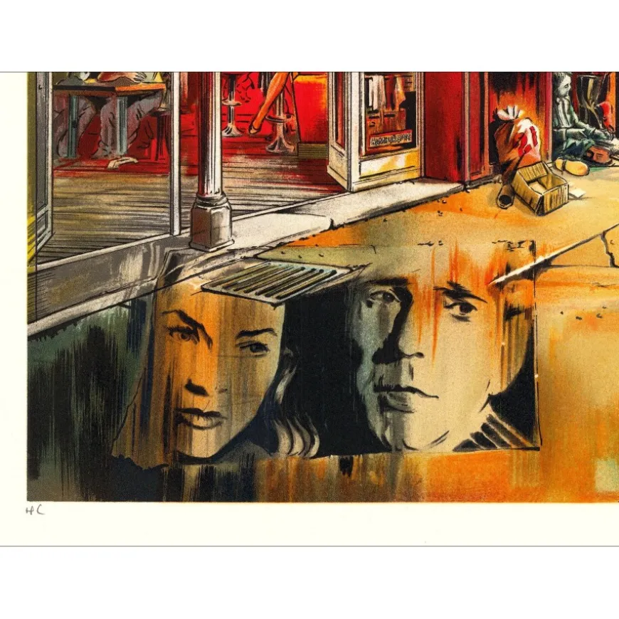 AUTHOUART Daniel - Lithographie originale "Détective" 63x86cm - 1988