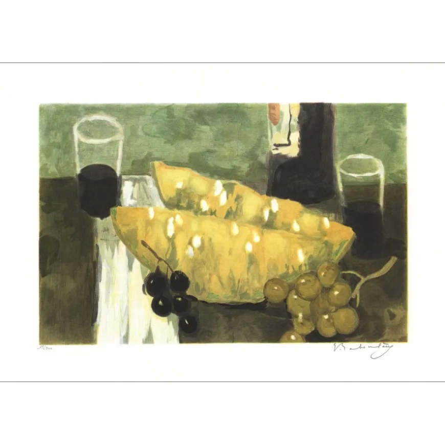 BABOULÈNE Eugène - Lithographie originale "La Provence, Le melon" 38x56cm - 1992