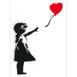 BANKSY - BANKSY (d'après) "Petite fille au ballon" Peinture au pochoir sur papier vélin - 42x30cm