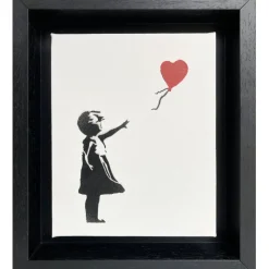 BANKSY - BANKSY "Petite fille au ballon" Peinture au pochoir sur toile - 25x20cm