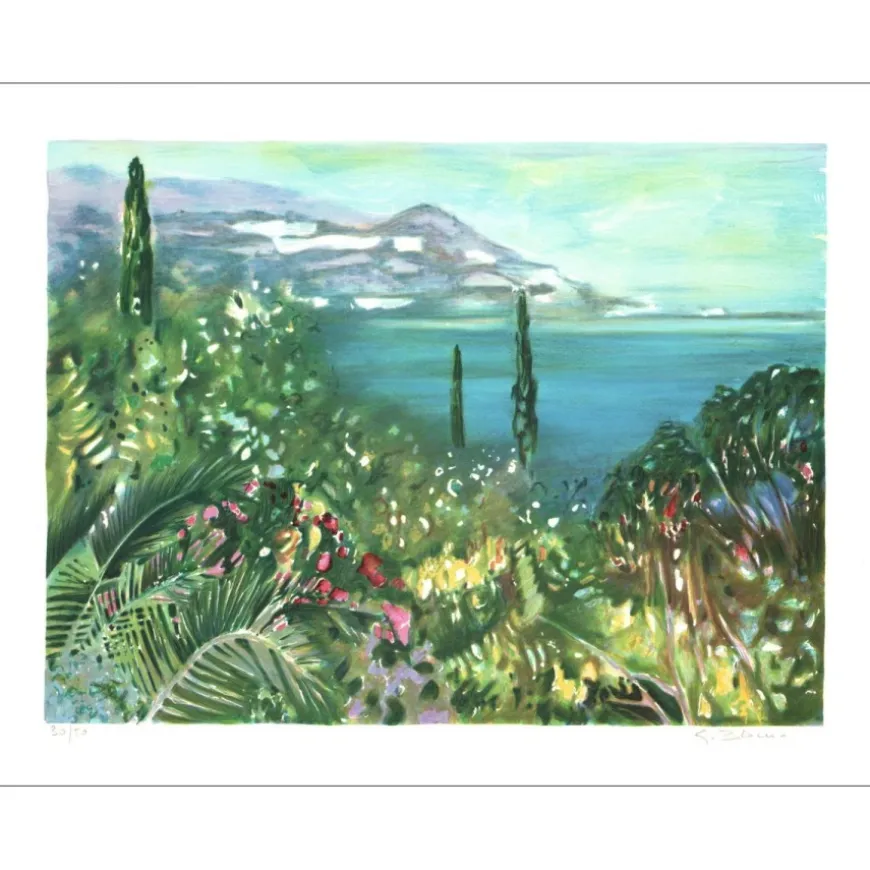 BLOUIN Georges - Lithographie originale "La baie Méditerranéenne" 38x53cm