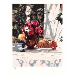BLOUIN Georges - Lithographie originale "Nature morte à la coupe de fruits" 75x56cm