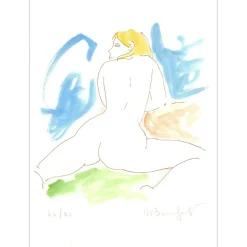 BONNEFOIT Alain - Lithographie originale Rehaussée "Femme de dos" 38x25cm - 2015