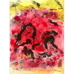 BOUN - Lithographie et aquarelle "Composition 04, exemplaire 5/6" 35x50cm - 2016