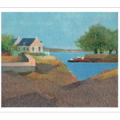 BOURRIÉ André - Lithographie originale "Estuaire de St Malo" 76x92cm