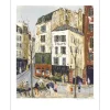 BOUYSSOU Jacques - Lithographie originale "Paris, Montmarte, rue marchande" 75x55cm