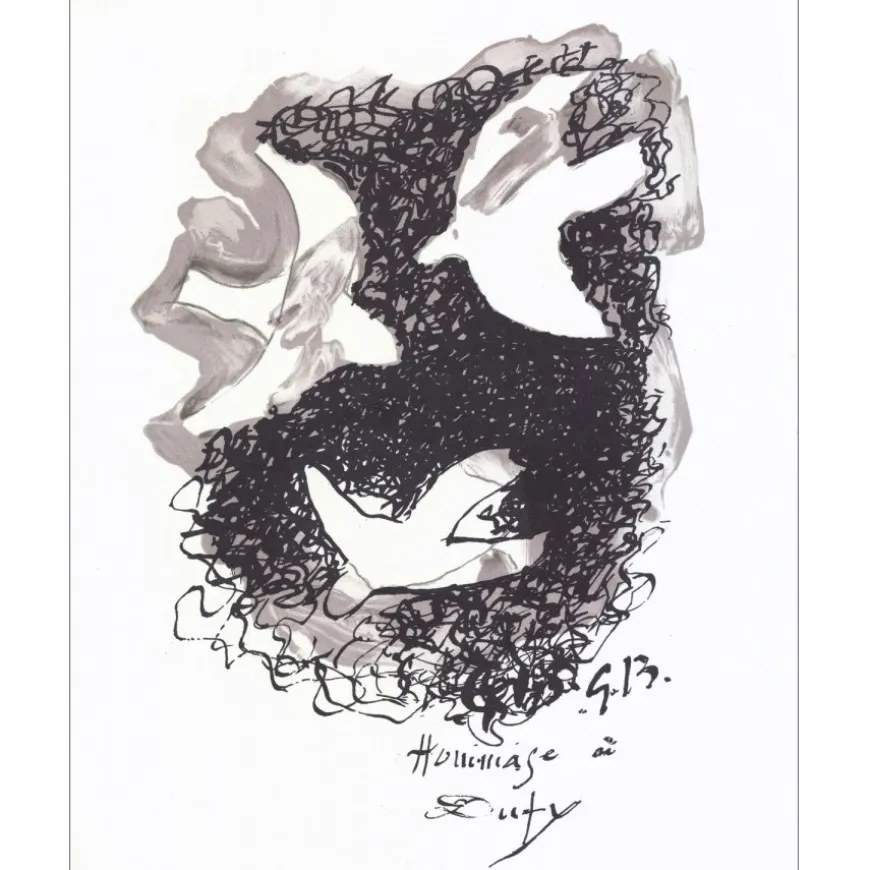 BRAQUE Georges - Lithographie "Hommage à Raoul DUFY" 30x24cm - 1965