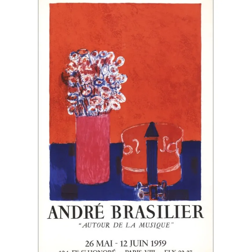 BRASILIER André - Lithographie "Exposition Galerie René Drouet, Paris" 73x49cm - 1959