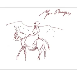 BRAYER Yves - Dessin original à l'encre "Promenade à dos d'âne" 1982 - 17x25 cm