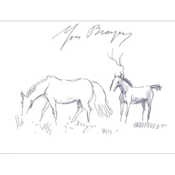 BRAYER Yves - Dessin original à l'encre "Chevaux en Camargue" 15x21cm