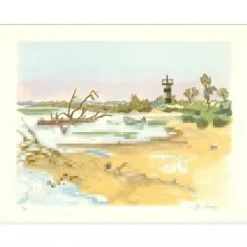 BRAYER Yves - Lithographie originale "Barque au petit Rhône" 50x65cm - 1973