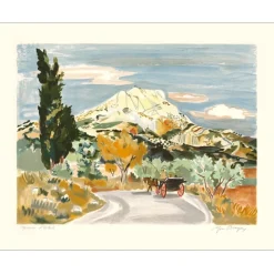 BRAYER Yves - Lithographie originale "Paysage de Provence, Le mont Sainte Victoire" 60x76cm