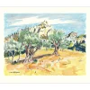BRAYER Yves - Lithographie originale "Oliviers à Saint Rémy de Provence" 45x56cm - 1989