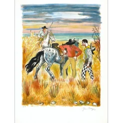 BRAYER Yves - Lithographie originale "Gardians en Camargue" 75x54cm