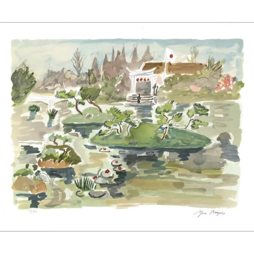 BRAYER Yves - Lithographie originale "Le jardin Japonais 01" 53x65cm - 1987