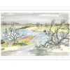 BRAYER Yves - Lithographie originale "Vue de Provence, Les Hérons" 38x56cm