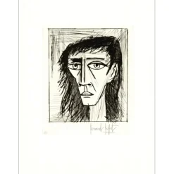 BUFFET Bernard - Gravure originale "Portrait (Tête I)" 66x50cm - 1979