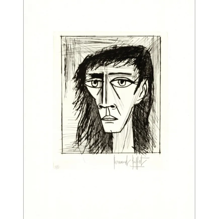 BUFFET Bernard - Gravure originale "Portrait (Tête I)" 66x50cm - 1979