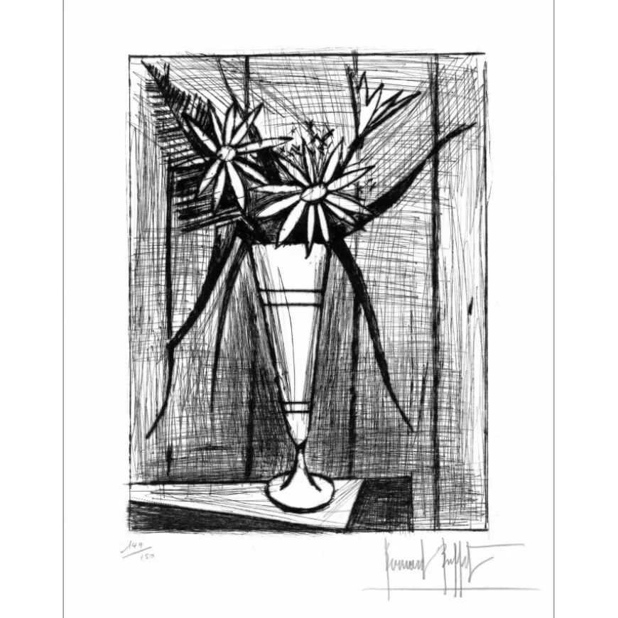 BUFFET Bernard - Gravure originale "Bouquet" 43x33cm - 1983