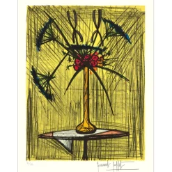 BUFFET Bernard - Lithographie originale "Ombelles et Iris" 76x58cm - 1990