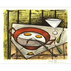 BUFFET Bernard - Lithographie originale "Les œufs sur le plat" 58x76cm - 1986