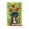 BUFFET Bernard - Lithographie originale "Bouquet de fleurs au fond vert" 64x47cm