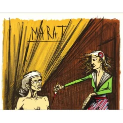 BUFFET Bernard - Lithographie originale "Révolution Française, Marat" 76x54cm - 1977