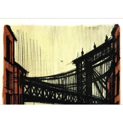 BUFFET Bernard - Lithographie originale "New-York, Pont de Brooklyn" 74x54cm - 1964