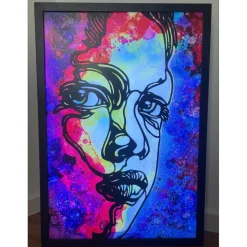C215 - Sculpture lumineuse "Portrait de femme" 80x55x10cm - 2021