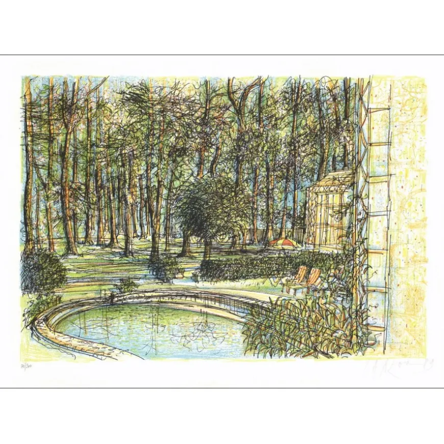 CARZOU Jean - Lithographie originale "Le petit étang" 46x64cm - 1989