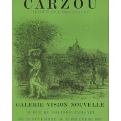 CARZOU Jean - Lithographie "Exposition, Vision Nouvelle, Paris" 65x49cm - 1978 - (vert)