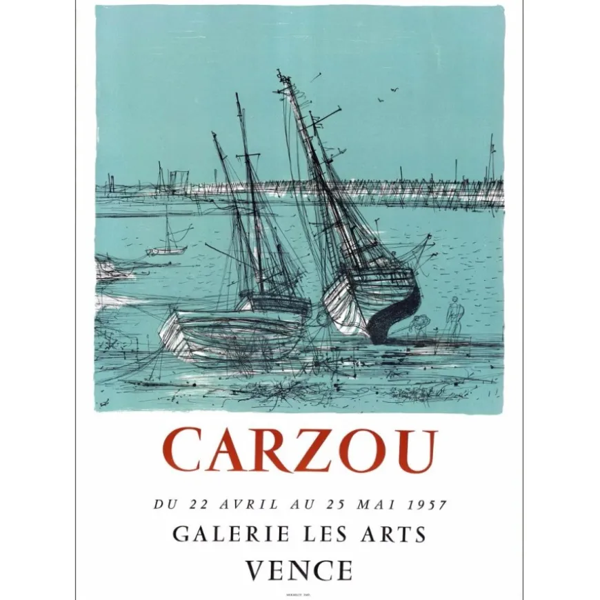 CARZOU Jean - Lithographie "Exposition, Galerie les Arts, Vence" 65x46cm - 1957