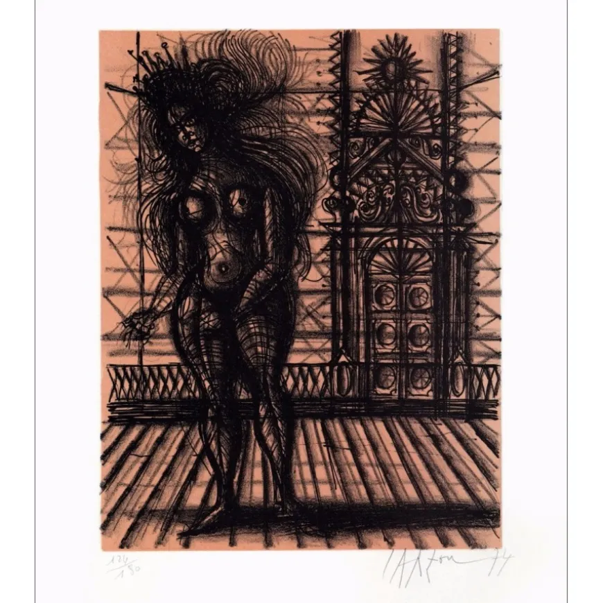 CARZOU Jean - Lithographie originale La porte close 33x27cm 1974